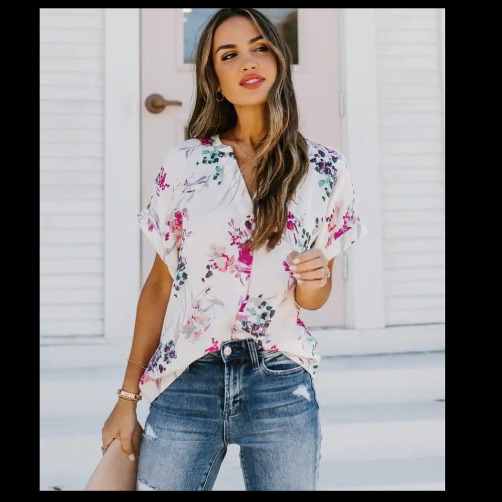 Love stitch floral top